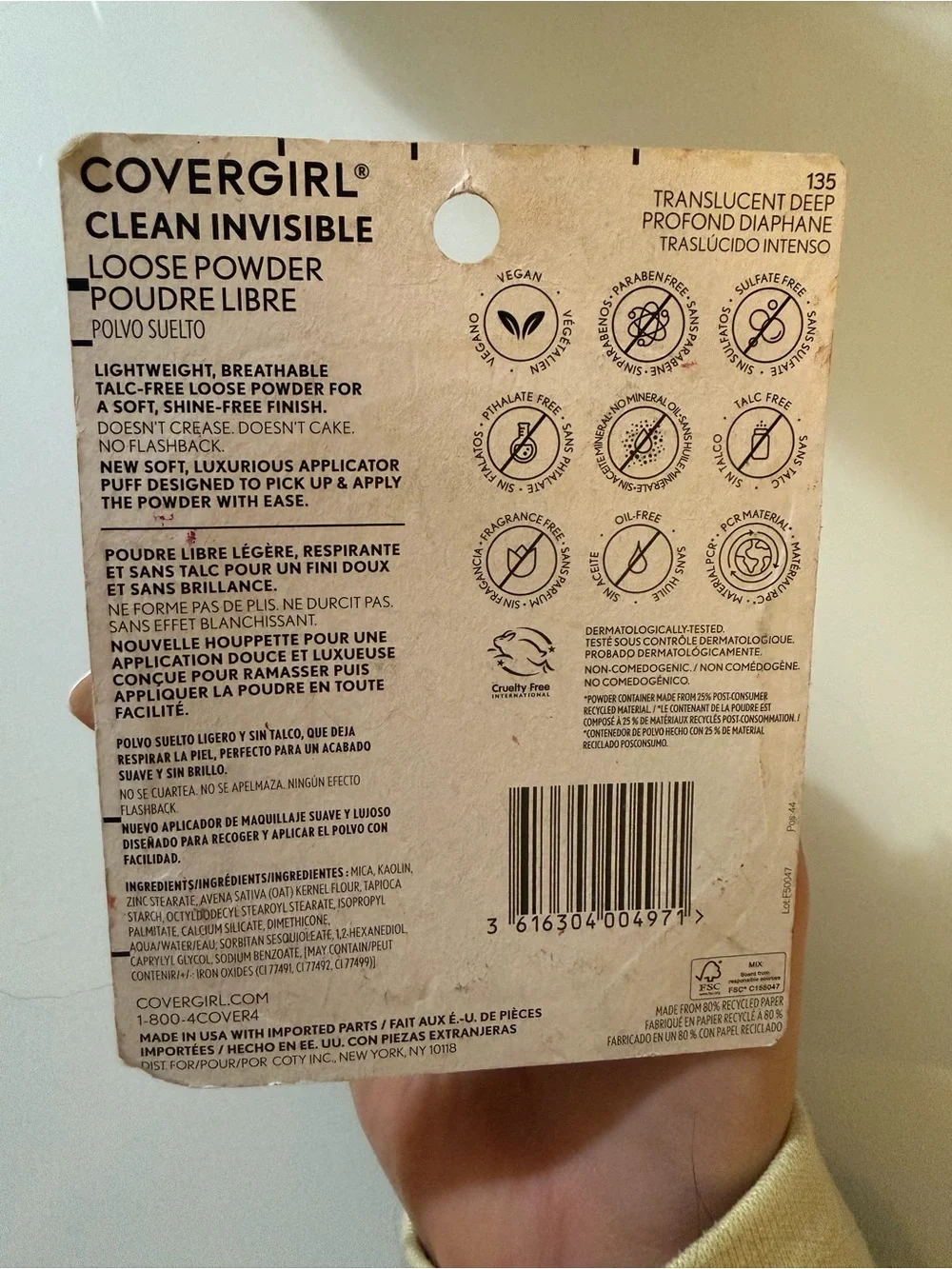 NWT COVERGIRL Clean Loose Face Color 135 Translucent Deep